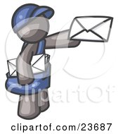 Poster, Art Print Of Gray Mail Man Delivering A Letter