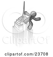 Gray Man Climbing To The Top Of A Skyscraper Tower Like King Kong Success Achievement by Leo Blanchette