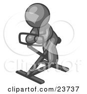 Poster, Art Print Of Gray Man Exercising On A Stationary Bicycle