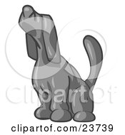 Clipart Illustration Of A Gray Tick Hound Dog Howling Or Sniffing The Air