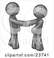 Poster, Art Print Of Gray Man Wearing A Tie Shaking Hands With Another Upon Agreement Of A Business Deal