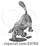 Clipart Illustration Of A Gray Tick Hound Dog Digging A Hole