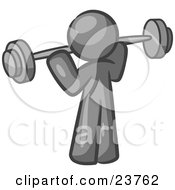 Poster, Art Print Of Gray Man Lifting A Barbell While Strength Training
