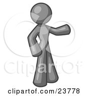 Clipart Illustration Of A Gray Woman With One Arm Out