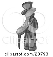 Clipart Illustration Of A Gray Man Depicting Abraham Lincoln With A Cane by Leo Blanchette