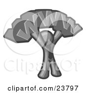 Clipart Illustration Of A Proud Gray Business Man Holding WWW Over His Head