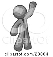Clipart Illustration Of A Friendly Gray Man Greeting And Waving by Leo Blanchette