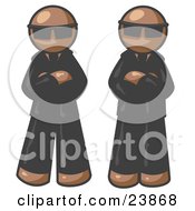 Poster, Art Print Of Two Brown Men Standing With Their Arms Crossed Wearing Sunglasses And Black Suits