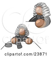 Brown Judge Man Wearing A Wig In Court
