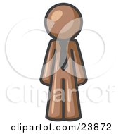 Clipart Illustration Of A Brown Business Man Wearing A Tie Standing With His Arms At His Side by Leo Blanchette