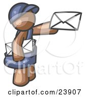 Clipart Illustration Of A Brown Mail Man Delivering A Letter by Leo Blanchette