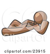 Clipart Illustration Of A Relaxed Brown Businessman Reclining