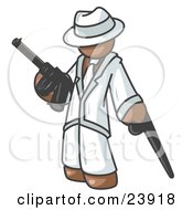 Brown Gangster Man Carrying A Gun And Leaning On A Cane