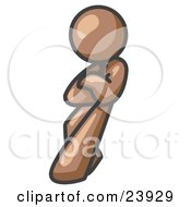 Clipart Illustration Of A Brown Man With An Attitude His Arms Crossed Leaning Against A Wall