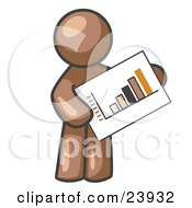 Brown Man Holding A Bar Graph Displaying An Increase In Profit