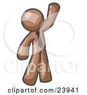 Clipart Illustration Of A Friendly Brown Man Greeting And Waving by Leo Blanchette