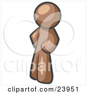 Clipart Illustration Of A Brown Man Standing With His Hands On His Hips by Leo Blanchette