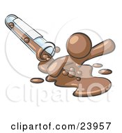 Clipart Illustration Of A Brown Man Emerging From Spilled Chemicals Pouring Out Of A Glass Test Tube In A Laboratory