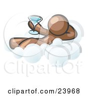 Poster, Art Print Of Relaxed Brown Man Drinking A Martini And Kicking Back On Cloud Nine