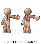 Clipart Illustration Of A Brown Business Man Giving The Thumbs Up Then The Thumbs Down by Leo Blanchette