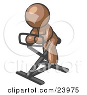 Poster, Art Print Of Brown Man Exercising On A Stationary Bicycle