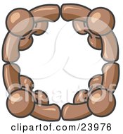Clipart Illustration Of Four Brown People Standing In A Circle And Holding Hands For Teamwork And Unity