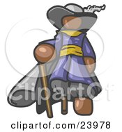 Brown Male Pirate With A Cane And A Peg Leg