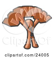 Clipart Illustration Of A Proud Brown Business Man Holding WWW Over His Head