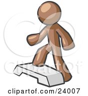 Poster, Art Print Of Brown Man Doing Step Ups On An Aerobics Platform While Exercising
