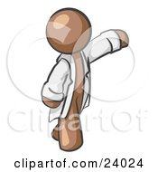 Poster, Art Print Of Brown Scientist Veterinarian Or Doctor Man Waving And Wearing A White Lab Coat