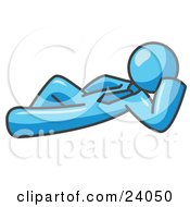 Clipart Illustration Of A Relaxed Light Blue Businessman Reclining