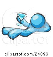 Poster, Art Print Of Light Blue Man Kicking Back And Relaxing With A Martini Beverage