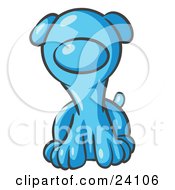 Clipart Illustration Of A Cute Light Blue Puppy Dog Looking Curiously At The Viewer by Leo Blanchette
