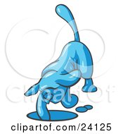 Clipart Illustration Of A Light Blue Tick Hound Dog Digging A Hole by Leo Blanchette