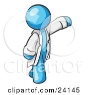 Poster, Art Print Of Light Blue Scientist Veterinarian Or Doctor Man Waving And Wearing A White Lab Coat