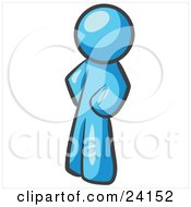 Clipart Illustration Of A Light Blue Man Standing With His Hands On His Hips