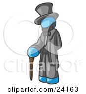 Light Blue Man Depicting Abraham Lincoln With A Cane
