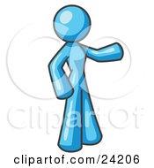 Clipart Illustration Of A Light Blue Woman With One Arm Out by Leo Blanchette