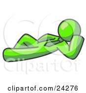 Clipart Illustration Of A Relaxed Lime Green Businessman Reclining
