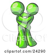 Lime Green Man Gently Embracing His Lover Symbolizing Marriage And Commitment by Leo Blanchette