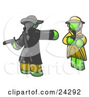 Poster, Art Print Of Lime Green Man Challenging Another Lime Green Man To A Duel With Pistils