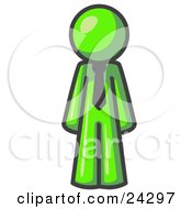 Poster, Art Print Of Lime Green Business Man Wearing A Tie Standing With His Arms At His Side