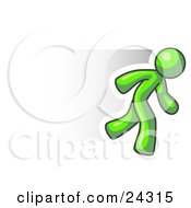 Clipart Illustration Of A Speedy Lime Green Business Man Running