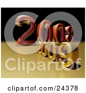 Clipart Illustration Of A Red 2008 Year Behind A Golden 2009