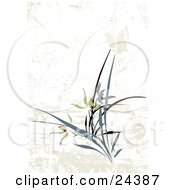 Poster, Art Print Of Grunge Floral Background With Beautiful Iris Flowers And Stems Over White And Beige