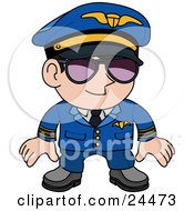 Poster, Art Print Of Male Pilot In A Blue Uniform Wearing Shades And Standing Proud