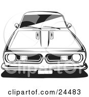 Poster, Art Print Of The Front End Of A 1970 Plymouth Barracuda Black And White