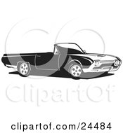 Convertible Ford Thunderbird Car As Seen From The Passenger Side Black And White