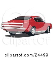 Poster, Art Print Of The Tail End Of A Red 1970 Plymouth Barracuda With Dual Exhaust Pipes