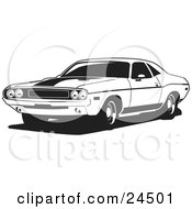 Light Blue 1970 Dodge Challenger Rt With A Black Hood Stripe And Tinted Windows by David Rey